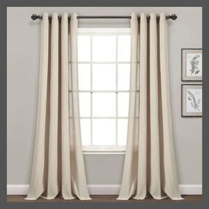 Open Box - Lush Decor - Set of 2 (84"x52") Faux Linen Grommet Window Curta Beige